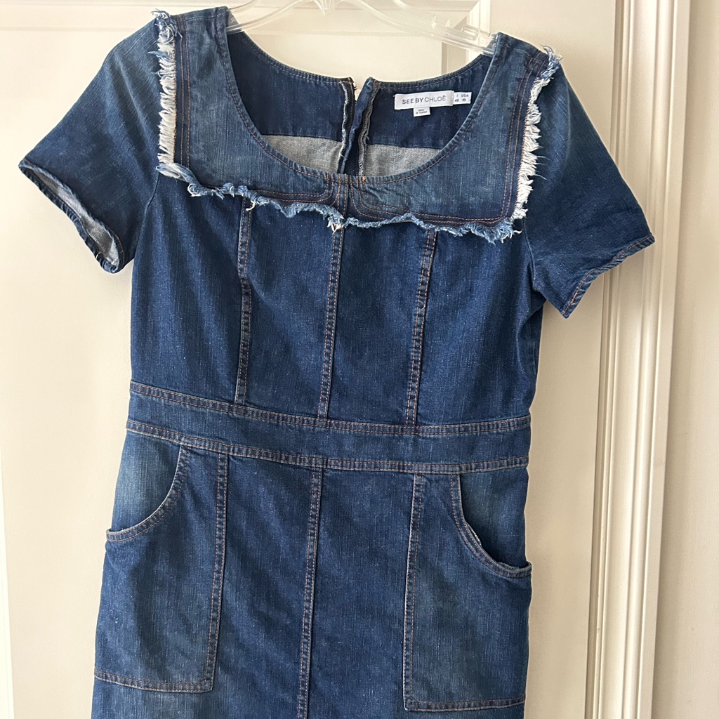 See By Chlo Navy Denim Minidress, Size 10 Usa